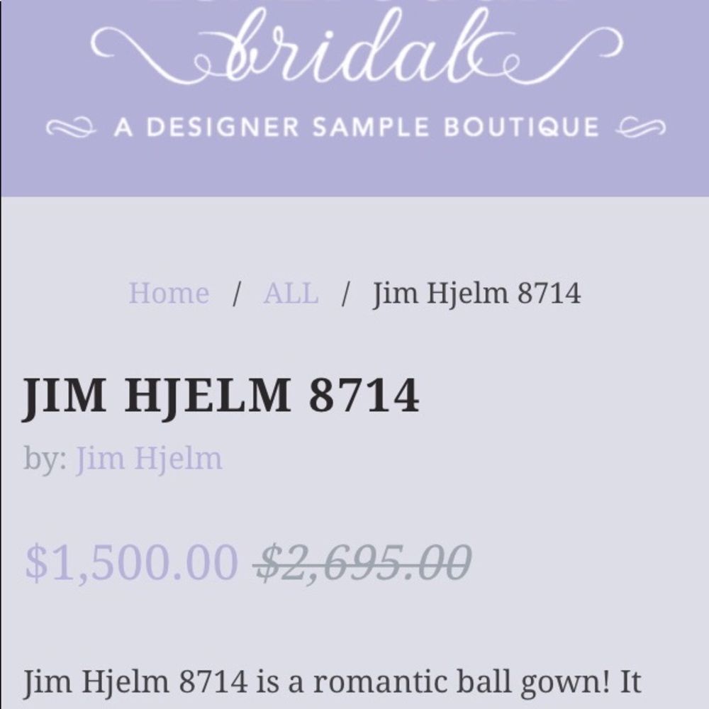 Jim Hjelm ivory wedding dress.